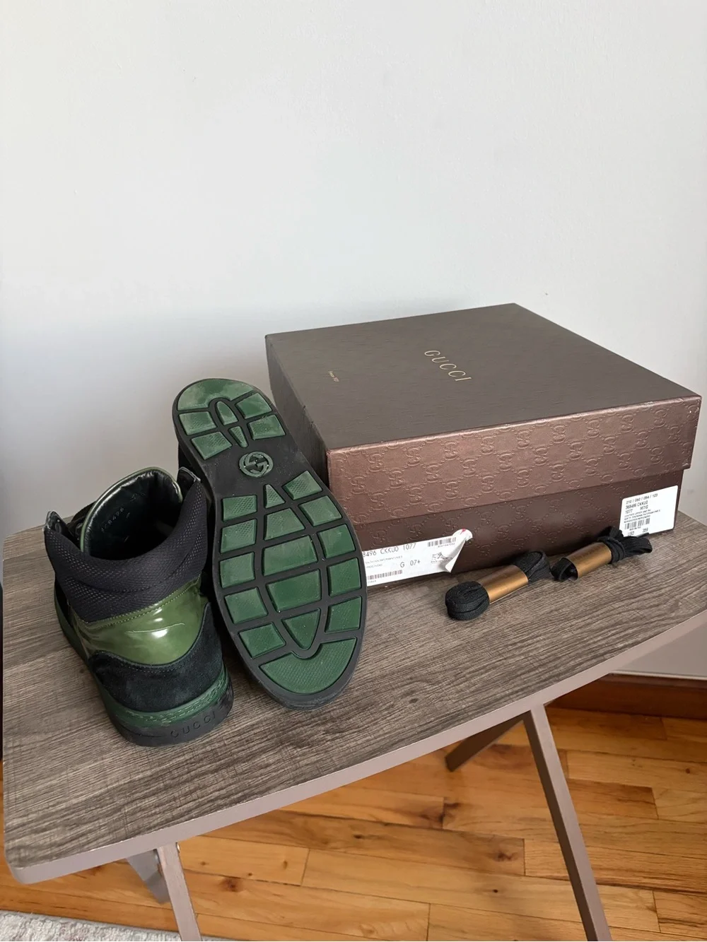 Gucci Green and Black Leather Hiking Boots